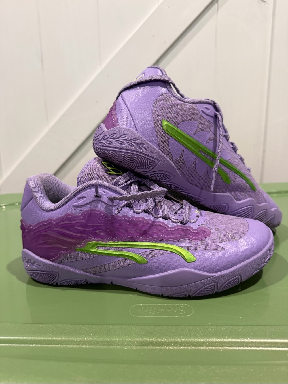 Women's Puma Lavender Athletic Sneakers with Lime Accent